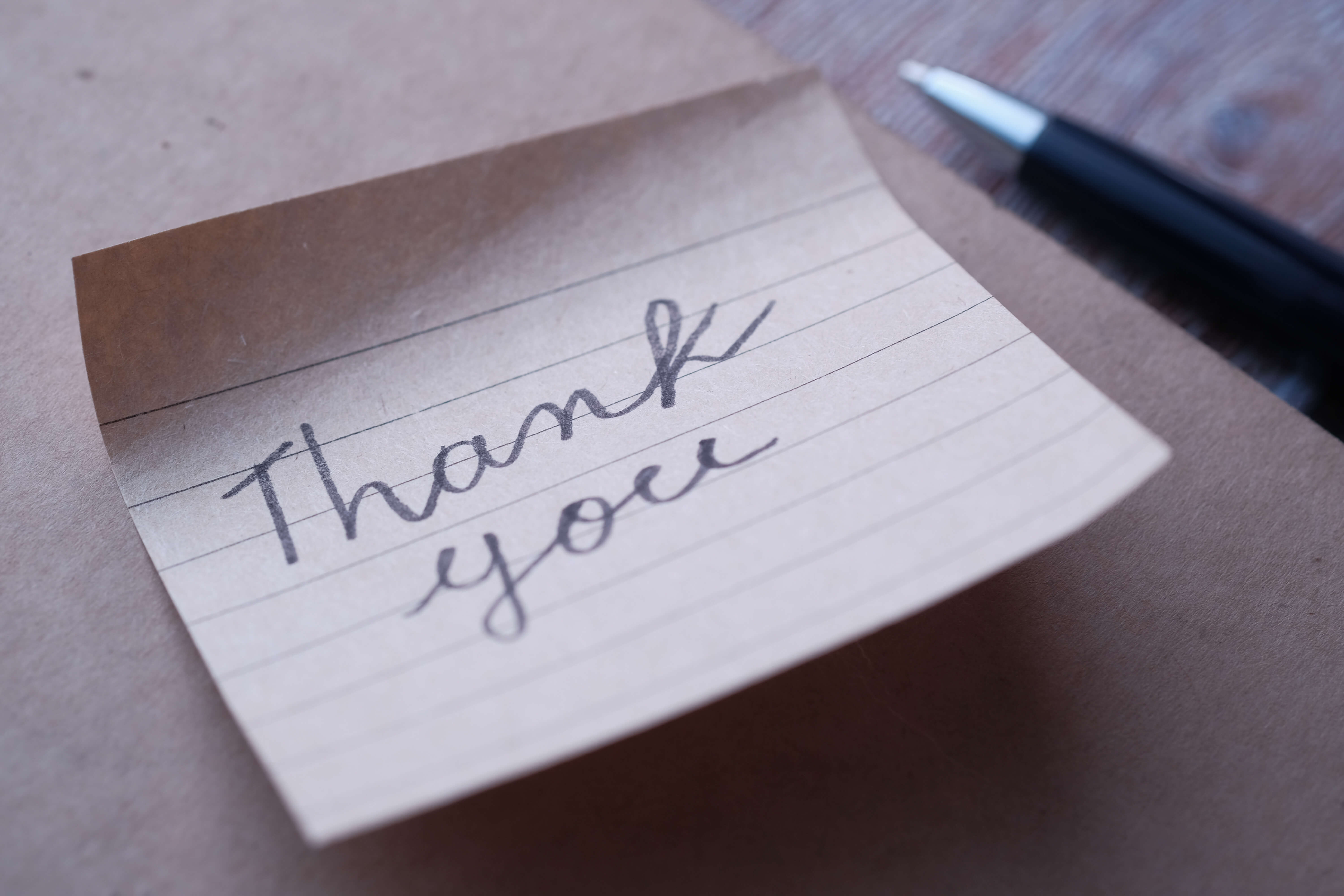 handwritten thank you card